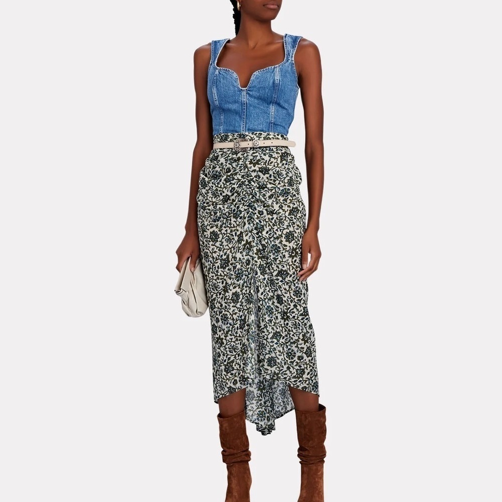 NWT Mara Hoffman Milla Denim Corset Top in Poppy